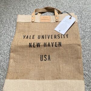 Apolis Global Citizen Market Bag jute NWT Yale Univ. New Haven leather